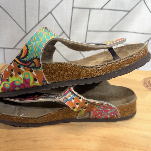 BIRKENSTOCK GIZEH BIRKO-FLOR THONG SANDALS Pink Teal Yellow SIZE 10 US / 41 EU - Picture 4 of 14